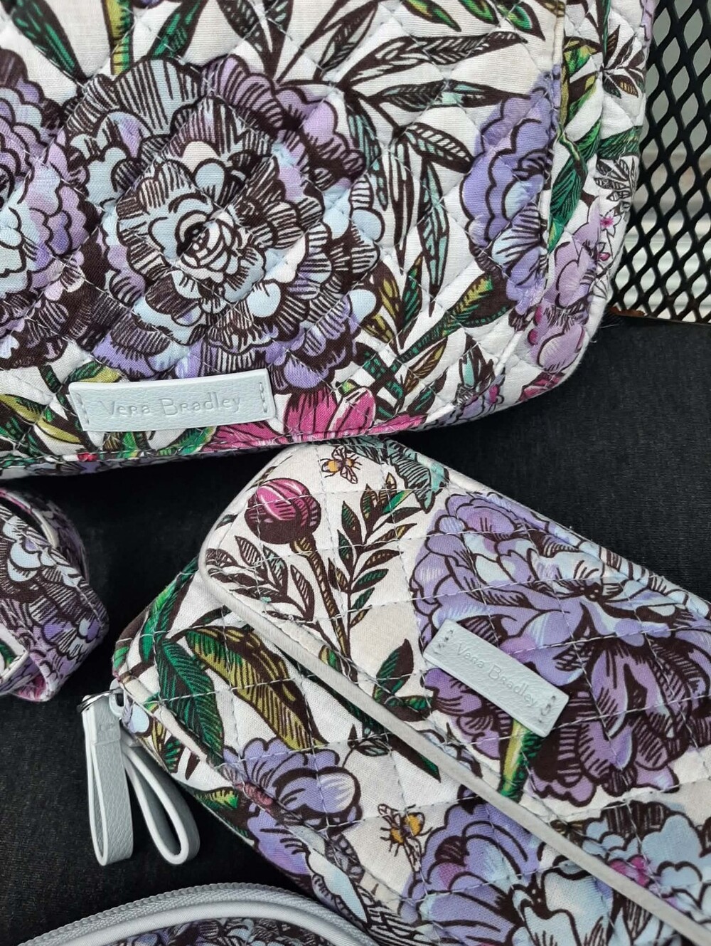 VERA BRADLEY 2019 "Carson" Bag 3 Pc "Lavender Meadow" Set - Picture 2 of 12